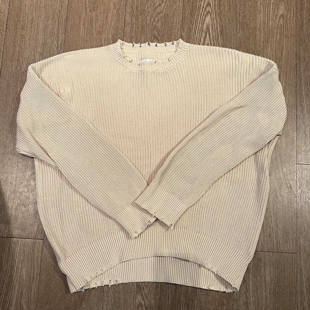 Pistola Denim Eve Distressed Edge Pullover Sweater